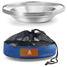 Portable Dinnerware Set BPA Free Plates for Outdoor Camping,Stainless Steel Plate Set